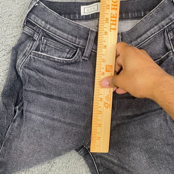 AYR The Bomb Pop Jeans Straight Leg W25 L27 in Palladium Wash Black Fray Hem - Picture 8 of 11